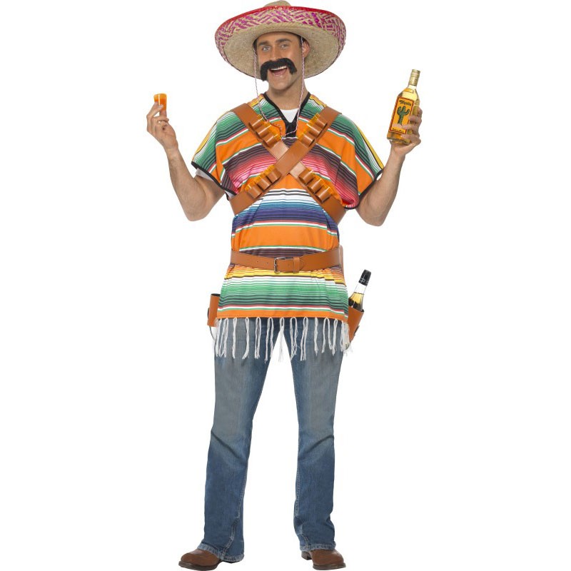 MEXIKANISCHE PONCHO Mexikaner Kostüm Verkleidung Outfit Zubehör